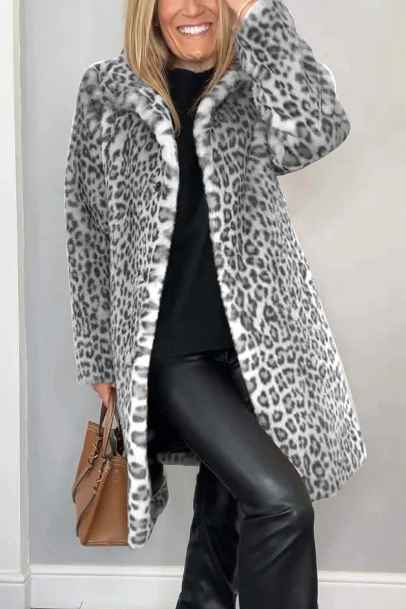 Manteau Mi-long Léopard