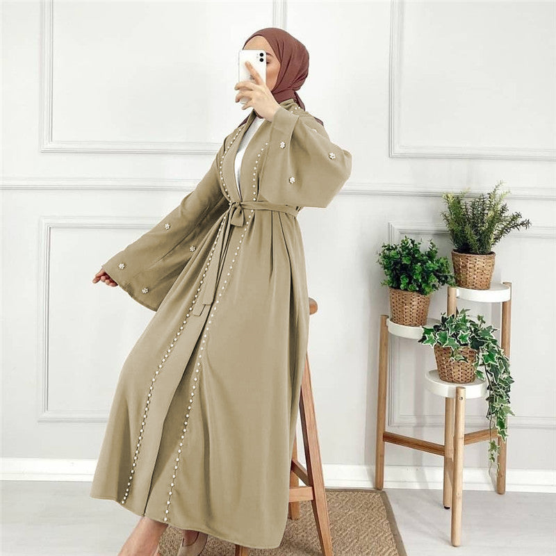 Kimono Femme Élégant à Ceinture et Broderies