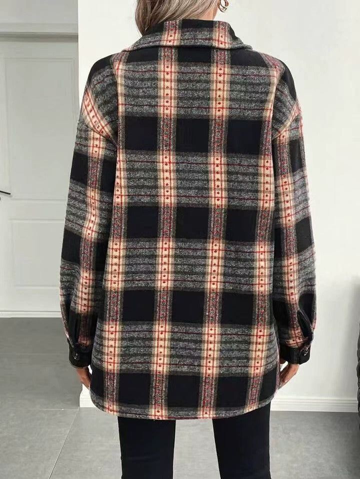Veste Femme à Carreaux Doublée en Peluche