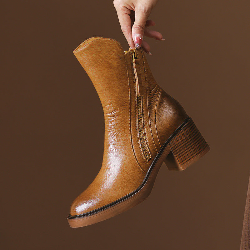 Bottines chic à talon épais