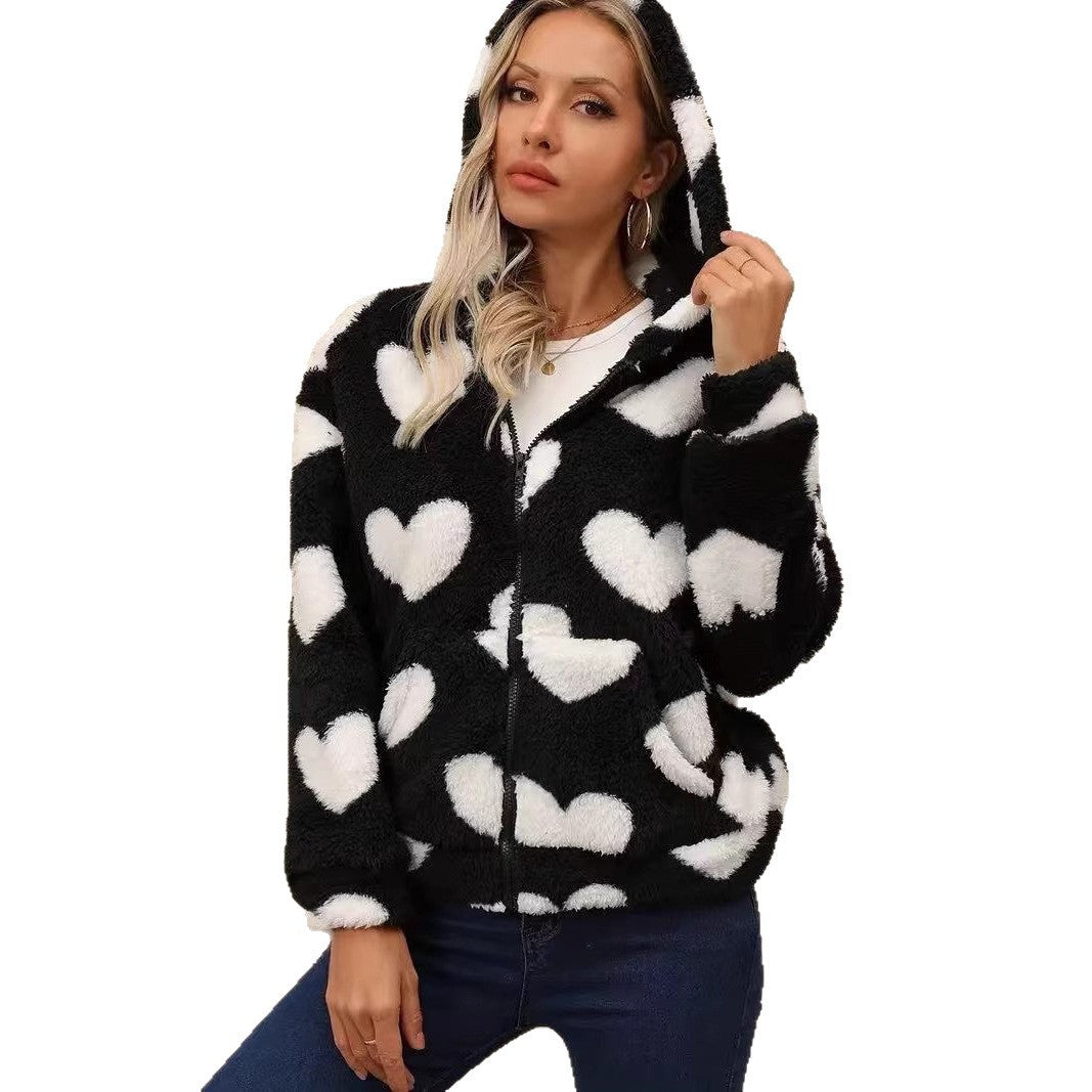 Veste Femme à Capuche en Peluche Double-Face