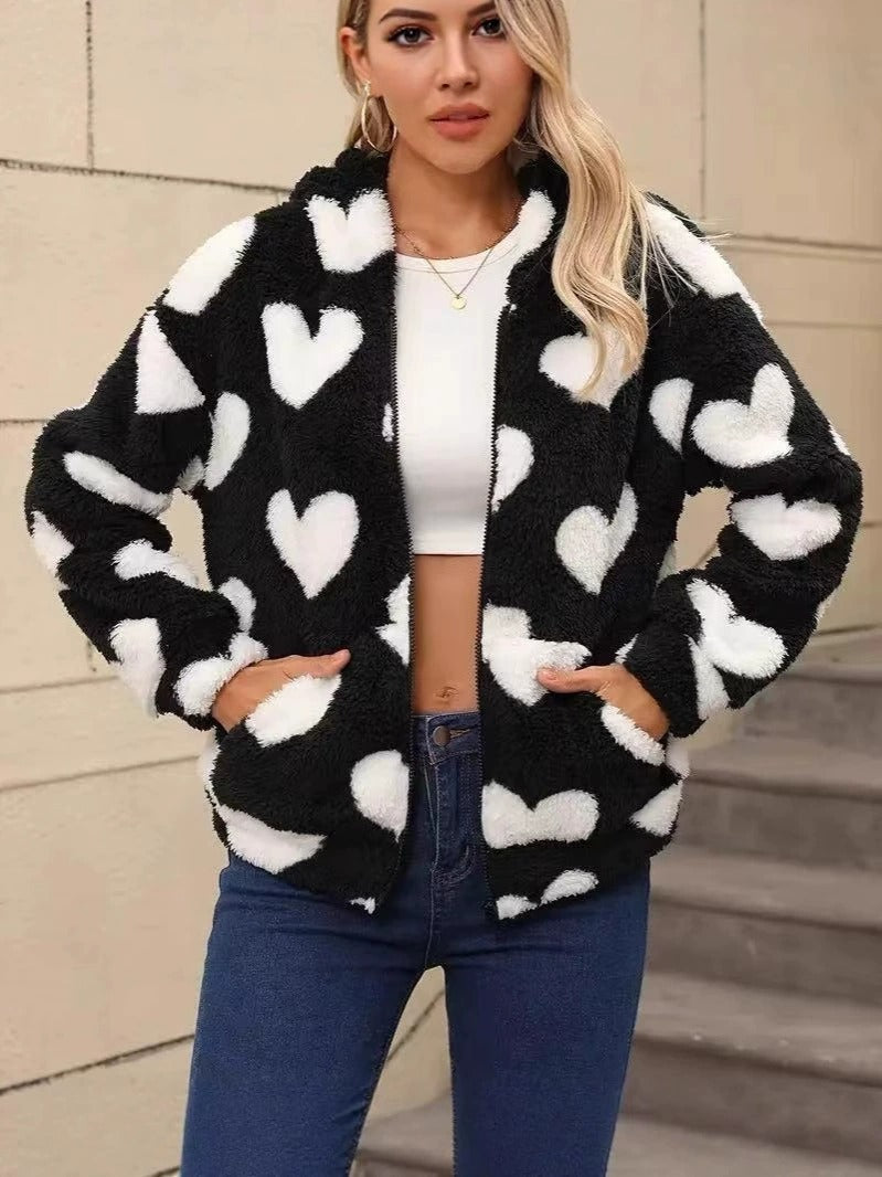 Veste Femme à Capuche en Peluche Double-Face