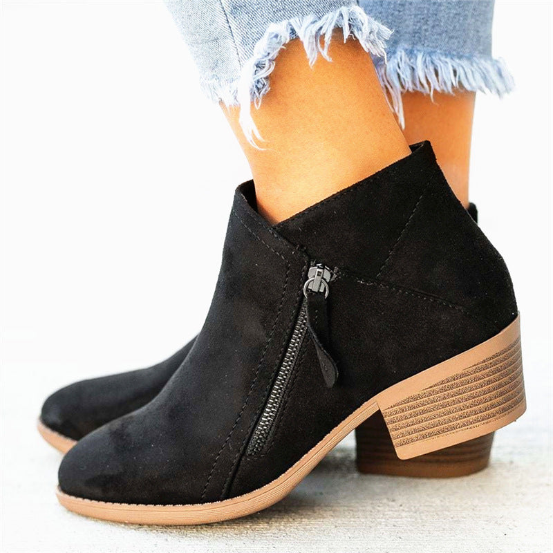 Bottines Vesta™ en Daim Femme avec Fermeture Éclair & Petit Talon