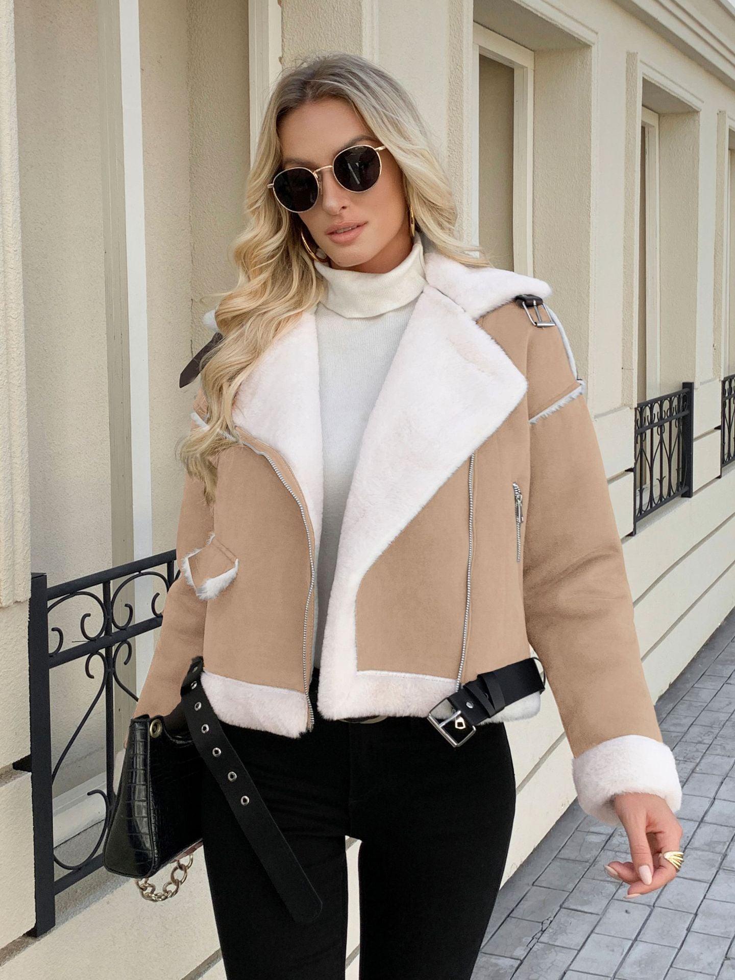 Veste Femme en Peluche Col Polo