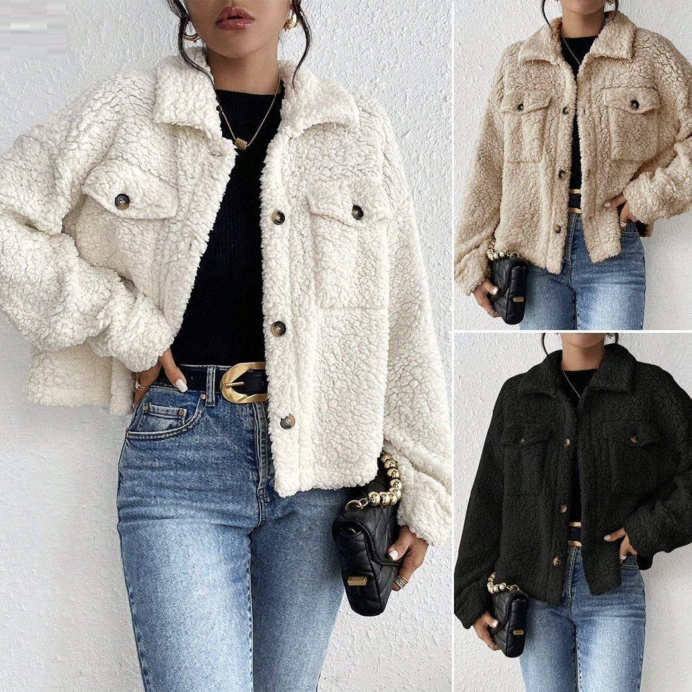 Veste Femme Courte en Peluche
