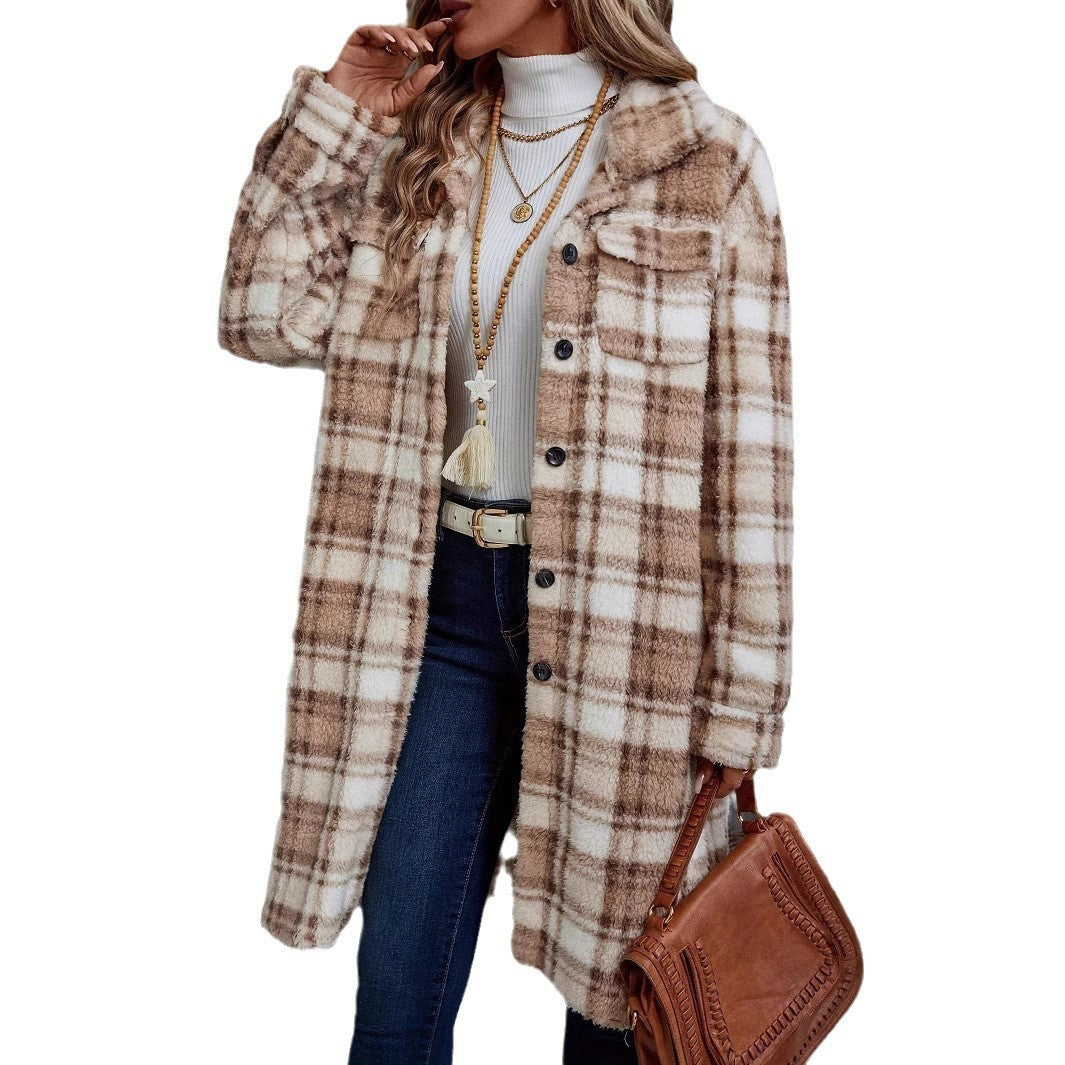 Manteau Femme Long à Carreaux
