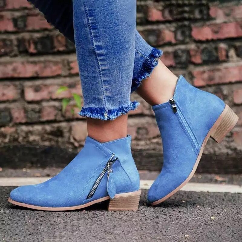 Bottines Vesta™ en Daim Femme avec Fermeture Éclair & Petit Talon