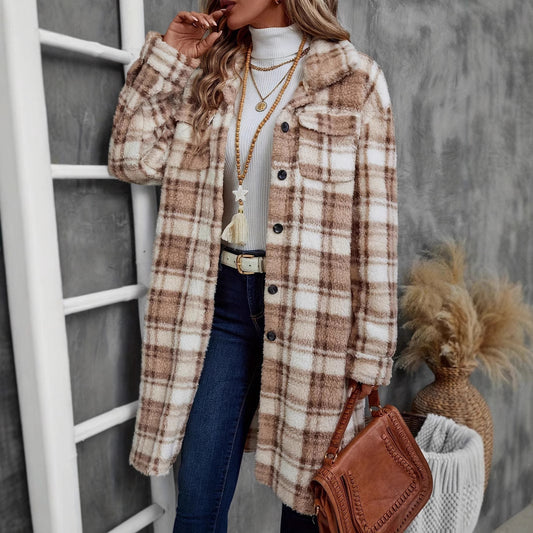 Manteau Femme Long à Carreaux