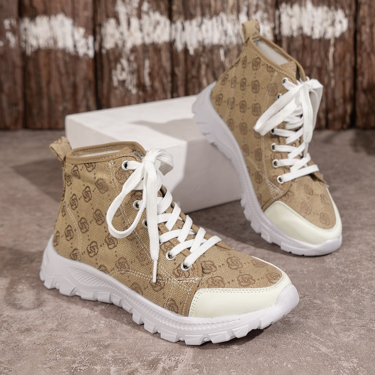 Bottes Femme à Lacets Imprimé Rose