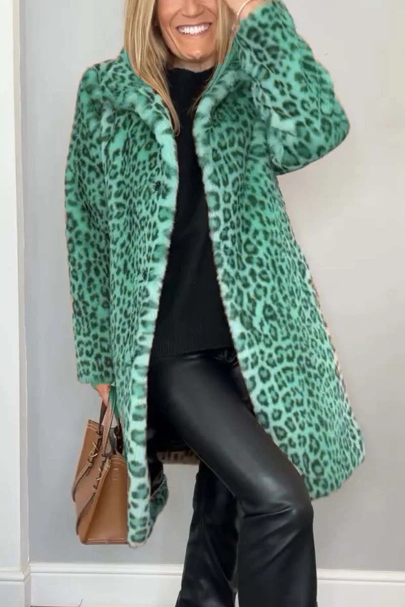 Manteau Mi-long Léopard