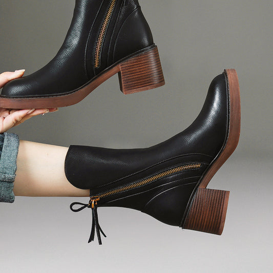 Bottines chic à talon épais