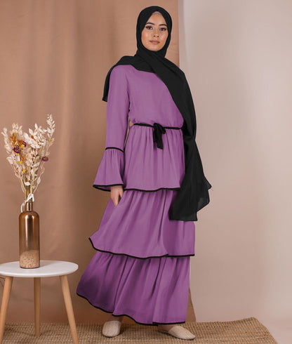 Robe Longue Femme Voilée à Volants Élégants – Style Modeste Chic