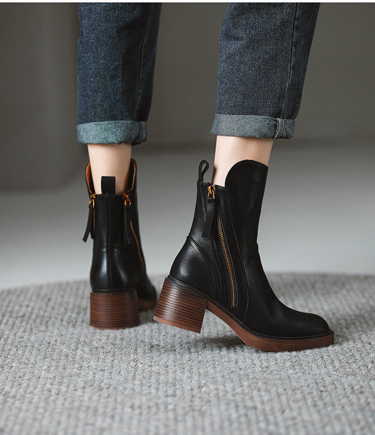 Bottines chic à talon épais