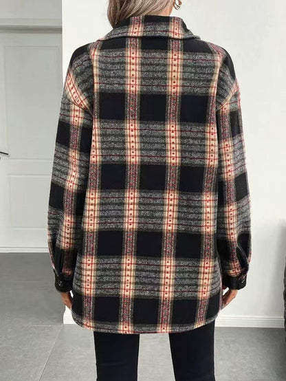 Veste Femme à Carreaux Doublée en Peluche