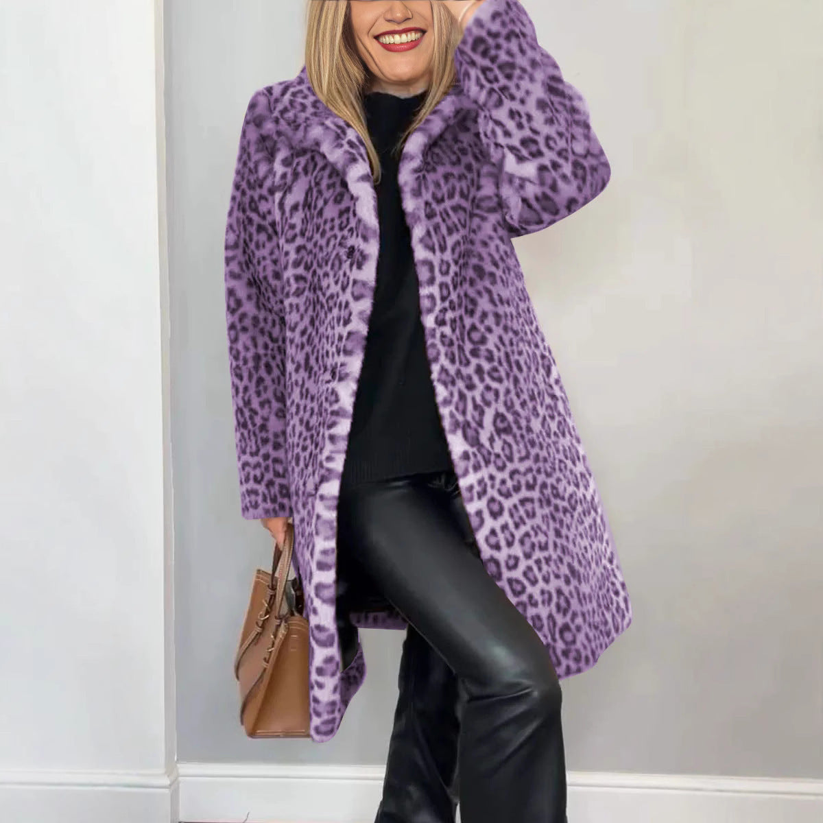Manteau Mi-long Léopard
