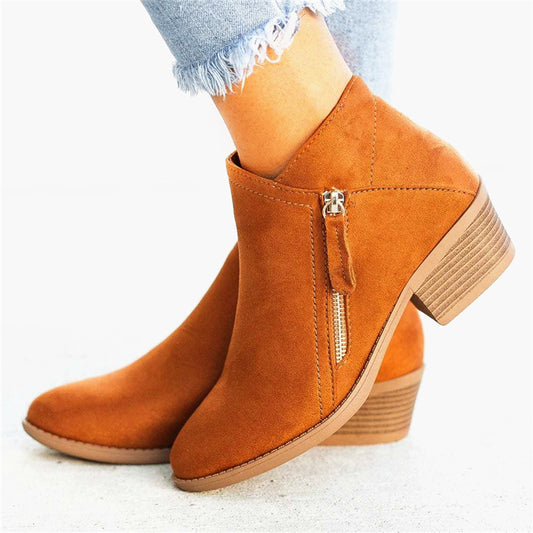 Bottines Vesta™ en Daim Femme avec Fermeture Éclair & Petit Talon