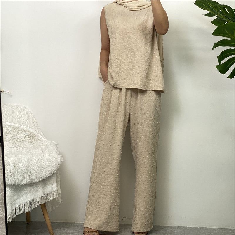 Ensemble féminin fluide 3 pièces avec cape élégante