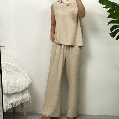 Ensemble féminin fluide 3 pièces avec cape élégante