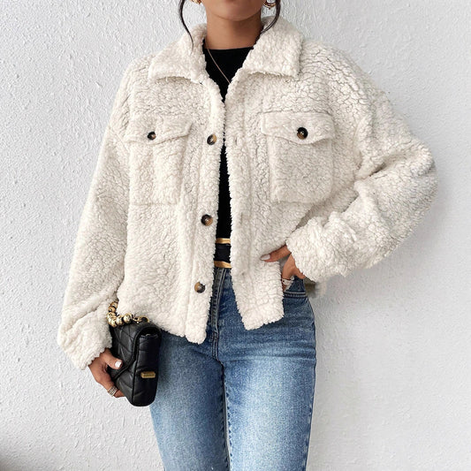 Veste Femme Courte en Peluche