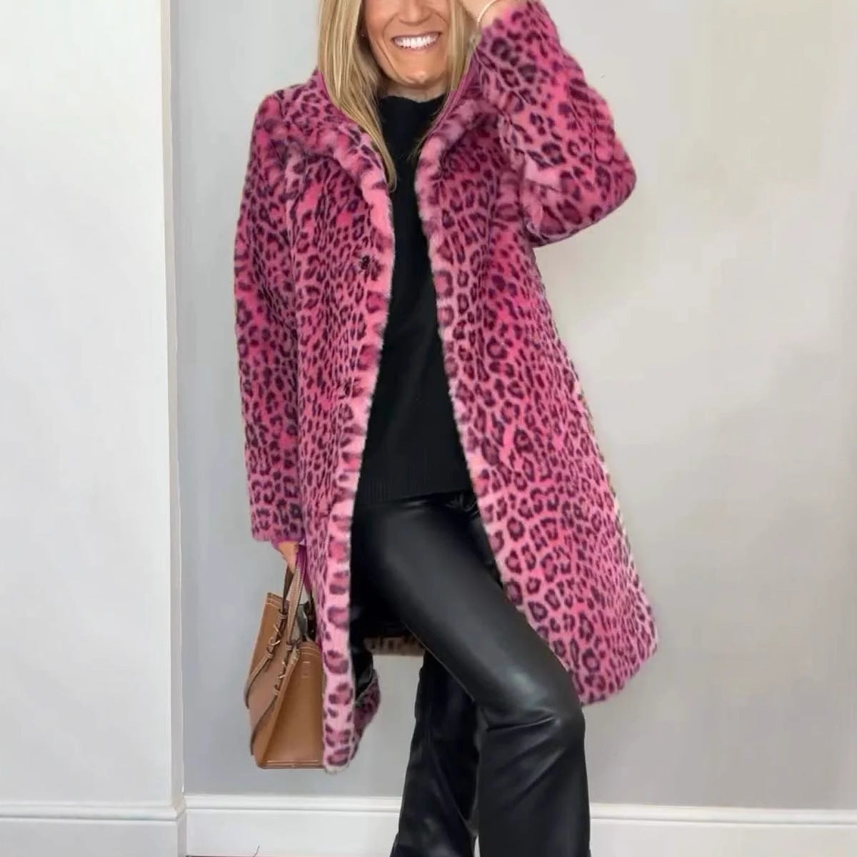 Manteau Mi-long Léopard
