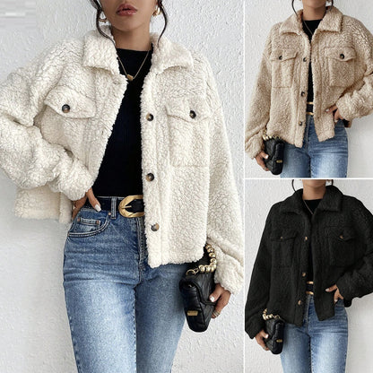 Veste Femme Courte en Peluche