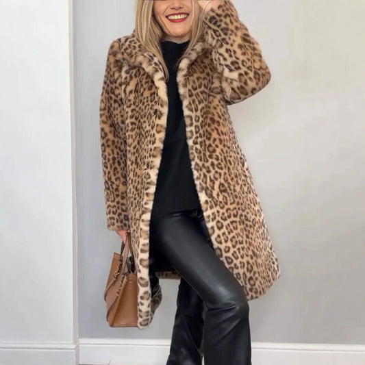 Manteau Mi-long Léopard