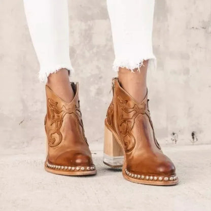Bottines Femme Tendance Style Western Brodé