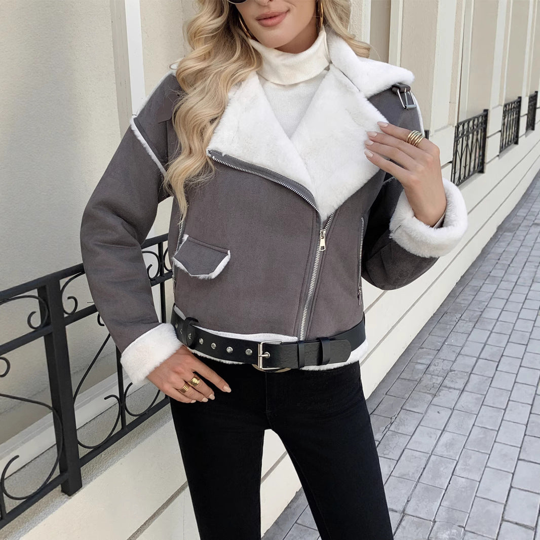 Veste Femme en Peluche Col Polo