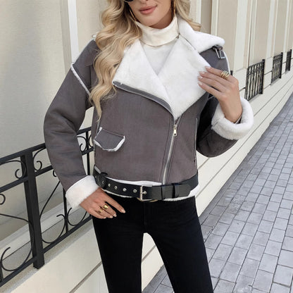 Veste Femme en Peluche Col Polo