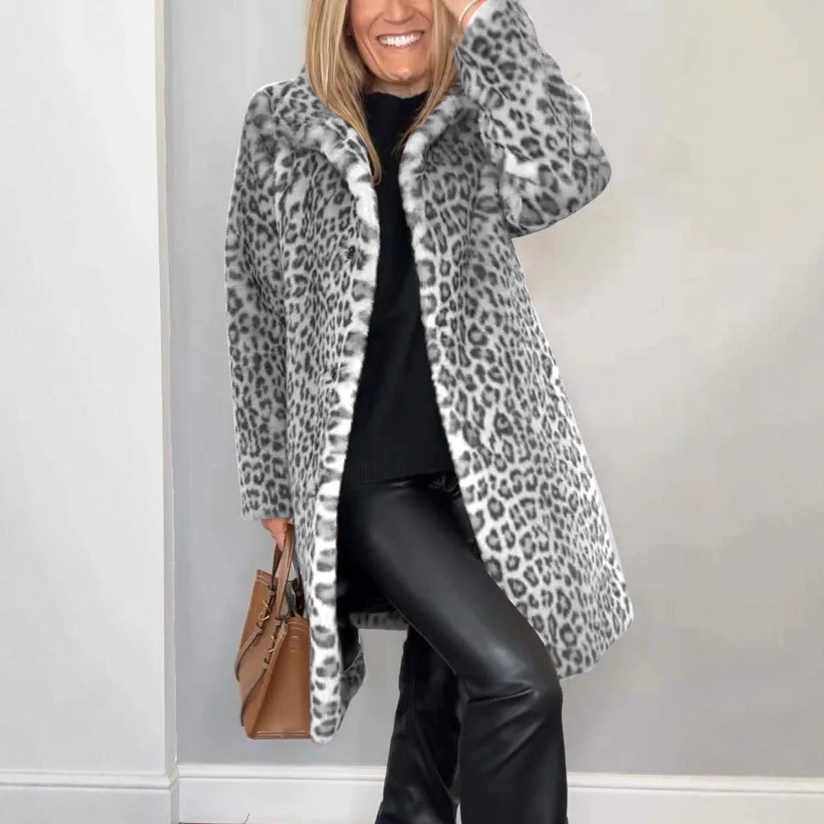 Manteau Mi-long Léopard