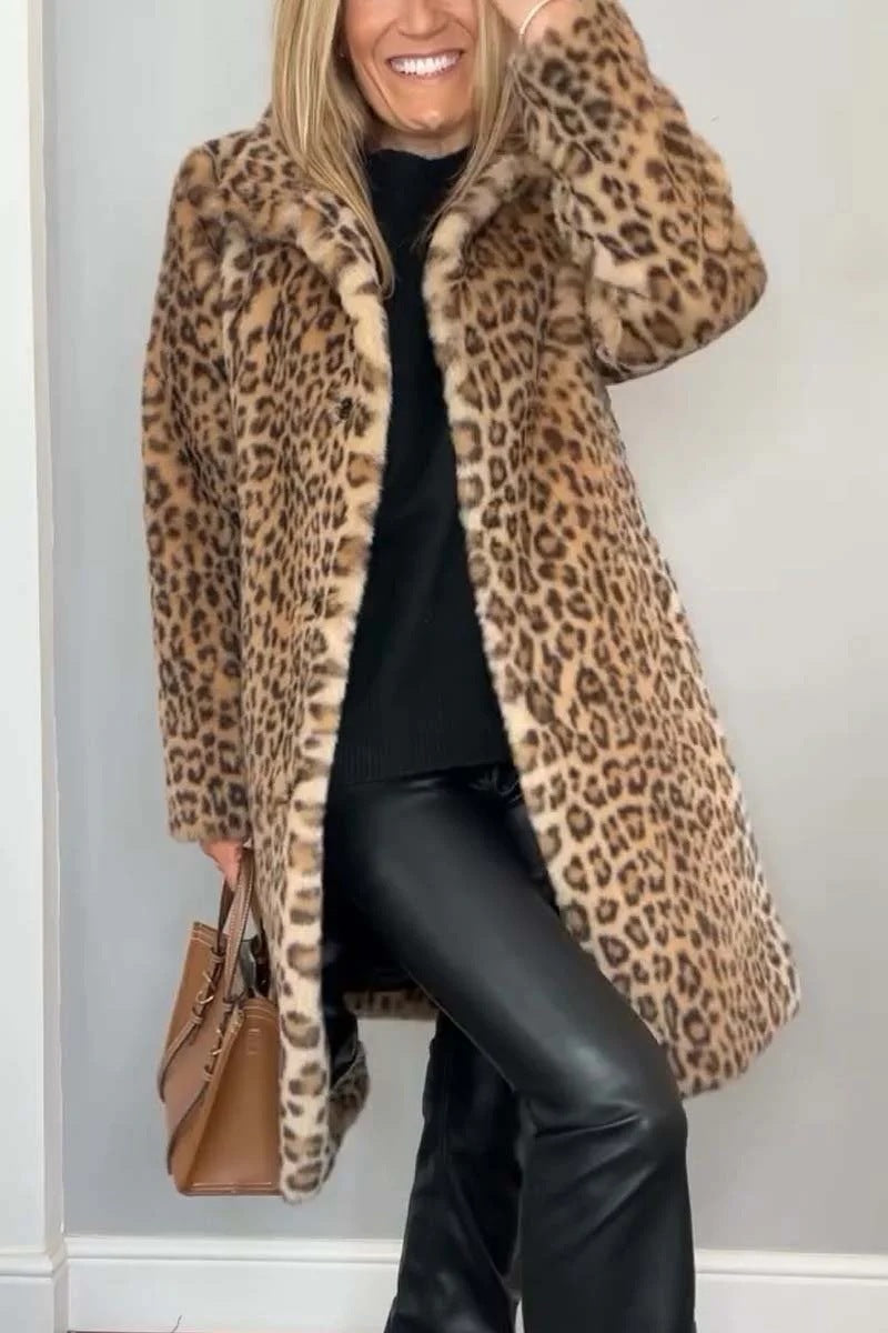 Manteau Mi-long Léopard