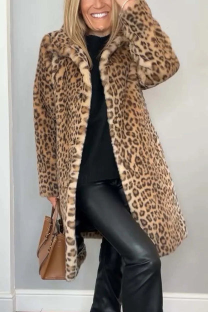 Manteau Mi-long Léopard
