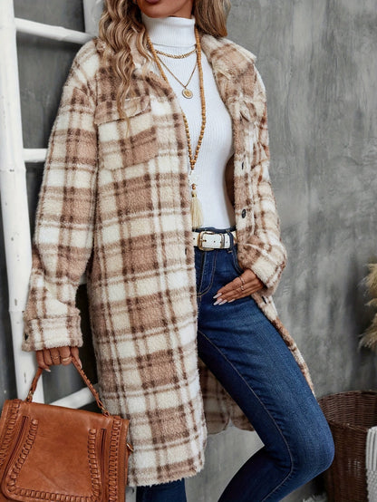 Manteau Femme Long à Carreaux